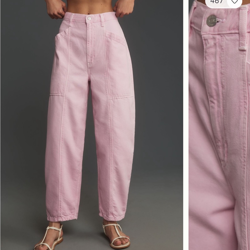 NWT Anthropology etica jeans pink wash slight barrel style